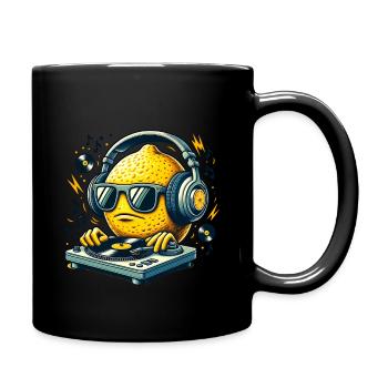 Zitronen-DJ Groovt Mit Kopfhörern - Tasse einfarbig - Schwarz - Rechts