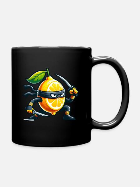 Zitrone Ninja Mit Samurai-Schwert - Tasse einfarbig - Schwarz