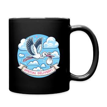 Besondere Lieferung Storch Wolken Himmel - Tasse einfarbig - Schwarz - Rechts