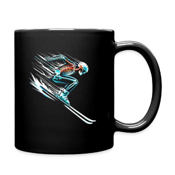 Skeleton Skier Action Design - Full Colour Mug - black - Right