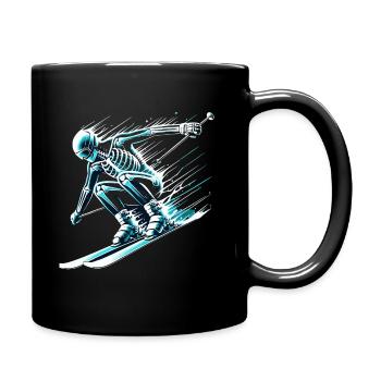 Skeleton skier full of energy and - Full Colour Mug - black - Right