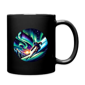 Adventurous skiing under the Northern Lights - Full Colour Mug - black - Right
