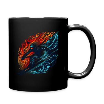 Dynamic ski descent in fire and - Full Colour Mug - black - Right