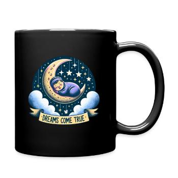 Dreams come true: moon-sleeping baby in the - Full Colour Mug - black - Right