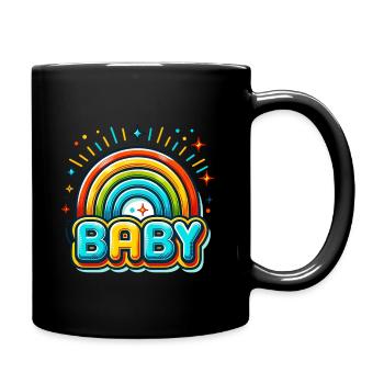 Colorful rainbow baby design for joy - Full Colour Mug - black - Right