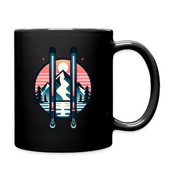 Ski Adventure Sunset Mountains - Full Colour Mug - black - Right
