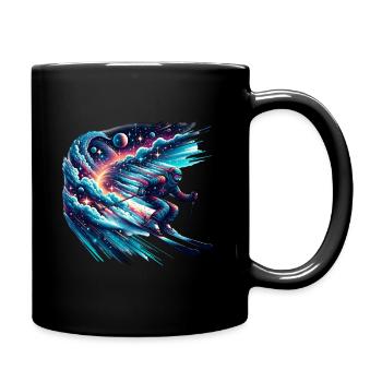 Cosmic skier in space - Full Colour Mug - black - Right