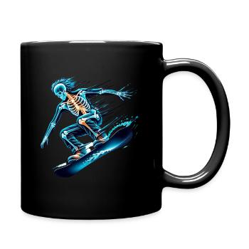 Faszinierender Skelett-Snowboarder im Rausch - Tasse einfarbig - Schwarz - Rechts