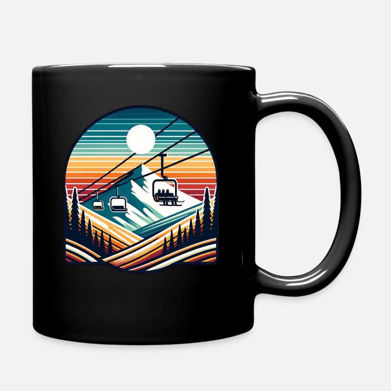 Retro Skilift Berglandschaft Panorama - Tasse einfarbig - Schwarz