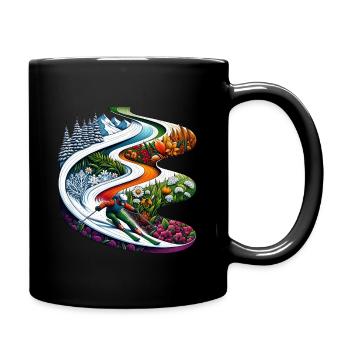Un ski coloré au fil des saisons - Mug uni - noir - Droite