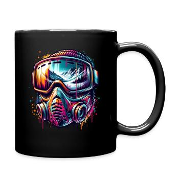 Lunettes de ski avec paysage hivernal - Mug uni - noir - Droite