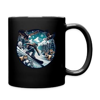 Snowboard Adventure In The Wilderness With Wolves And - Full Colour Mug - black - Right