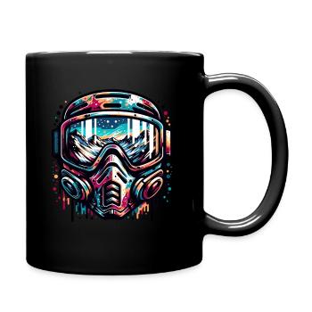 Fascinating mountain landscape in ski goggle style - Full Colour Mug - black - Right