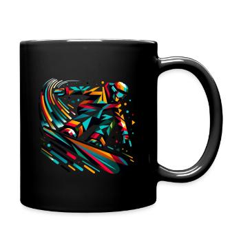 Colorful snowboarding action for adrenaline lovers - Full Colour Mug - black - Right