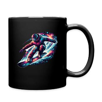 Futuristischer Snowboarder im Weltraum - Tasse einfarbig - Schwarz - Rechts