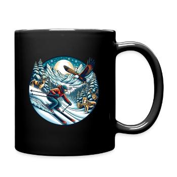 Adventure skiing in the wilderness - Full Colour Mug - black - Right