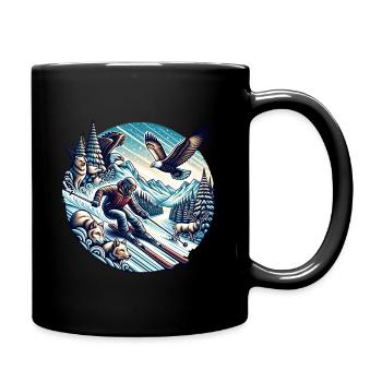 Aventures hivernales à la montagne avec la faune - Mug uni - noir - Droite
