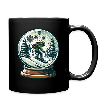 Winterabenteuer Schneekugel Design - Tasse einfarbig - Schwarz - Rechts