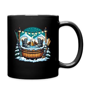 Cosy ski hut Après-ski scene - Full Colour Mug - black - Right