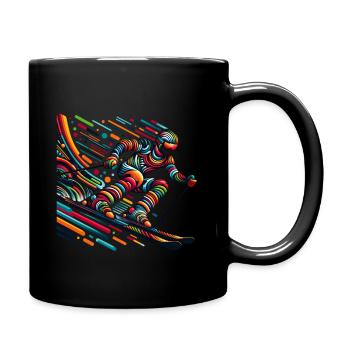 Skieur coloré Abstrait Motion Art - Mug uni - noir - Droite