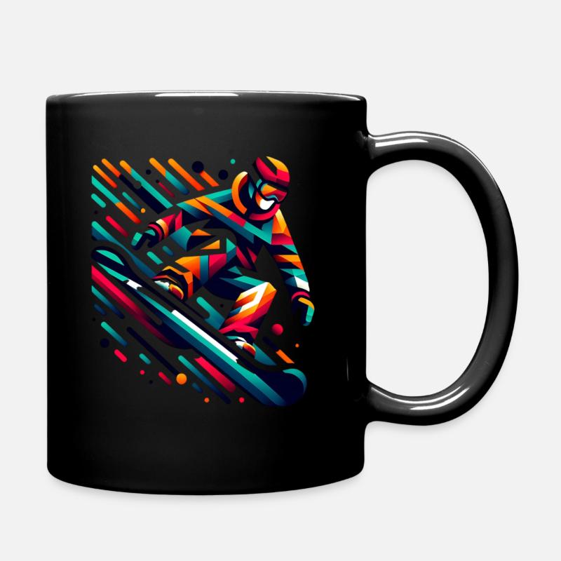 Colorful snowboarder in the jump - Full Colour Mug - black
