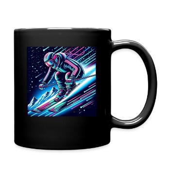 Neon Skier Adventure in the Alps - Full Colour Mug - black - Right