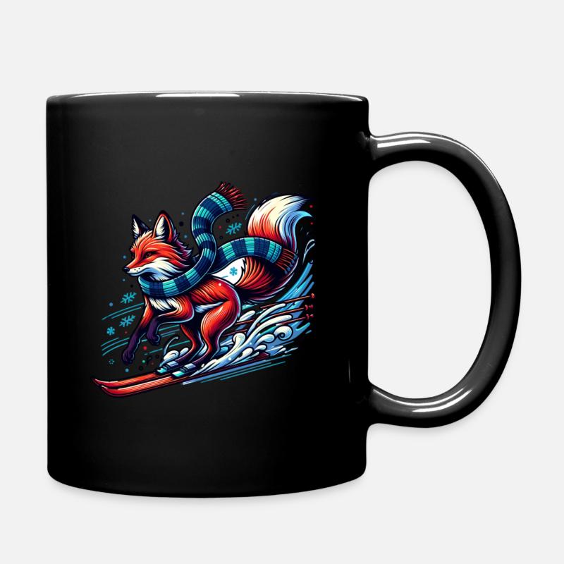 Fuchs Skifahren Mit Schal Im Winter - Tasse einfarbig - Schwarz