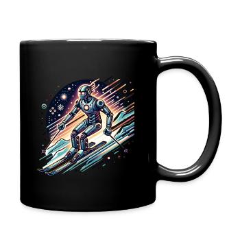 Futuristischer Roboter Skifahrer in Action - Tasse einfarbig - Schwarz - Rechts