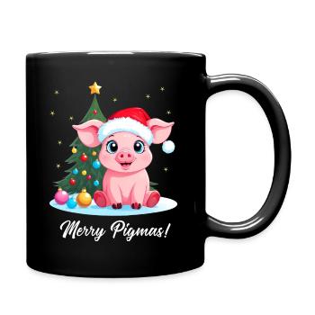 Schwein Weihnachten Landwirt Merry Pigmas - Tasse einfarbig - Schwarz - Rechts
