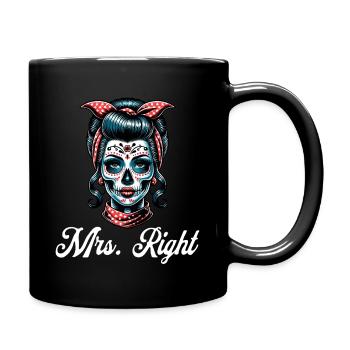 Mrs. Right Skull Face Paint Sugar Skull - Full Colour Mug - black - Right