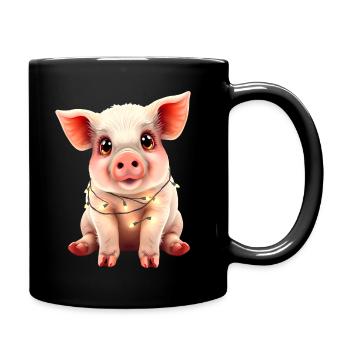 Schwein Weihnachten Weihnachtspullover lustig süß - Tasse einfarbig - Schwarz - Rechts