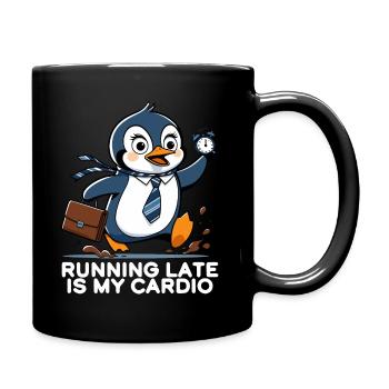 Pingouin en retard avec horloge - Mug uni - noir - Droite