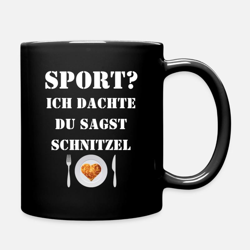 Lustig - Sport? Ich dachte, du sagst Schnitzel - Tasse einfarbig - Schwarz