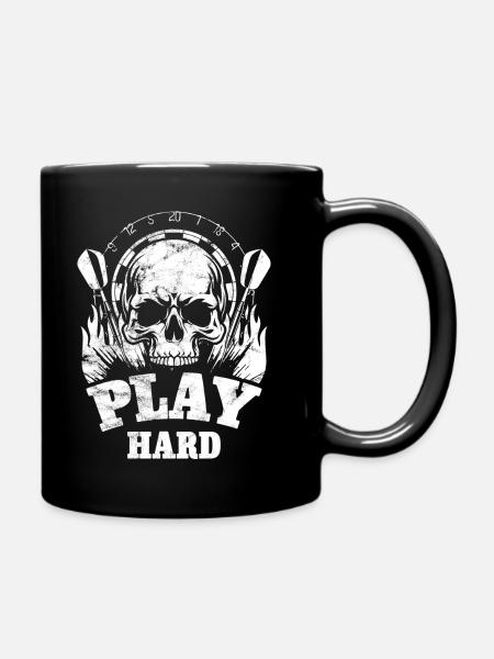 Dart Totenkopf - Play Hard - Tasse einfarbig - Schwarz