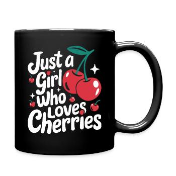 Kirsche Kirschen Früchte Essen - Tasse einfarbig - Schwarz - Rechts