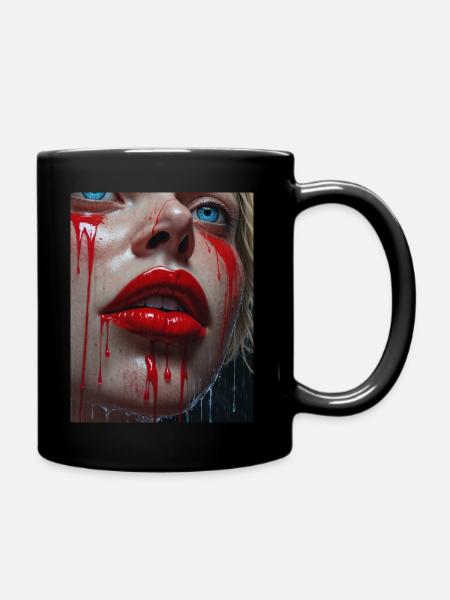 Rote Lippen der Frau - Tasse einfarbig - Schwarz