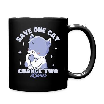 Rette eine Katze, verändere zwei Leben - Tasse einfarbig - Schwarz - Rechts