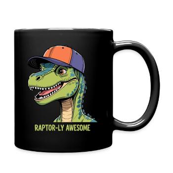 Raptor with Cap - Raptor-ly Awesome - Full Colour Mug - black - Right