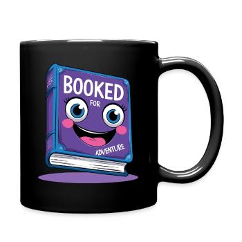 Funny Book Design - Booked for Adventure - Full Colour Mug - black - Right