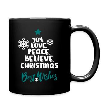 Joy Love Peace Believe Christmas - Full Colour Mug - black - Right