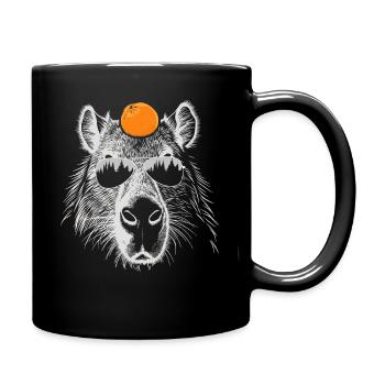 Cool Capybara rongeur illustration orange fruit - Mug uni - noir - Droite