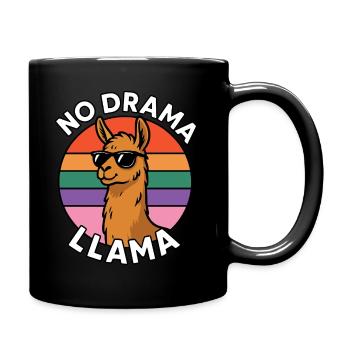 No Drama Llama Retro Style - Full Colour Mug - black - Right