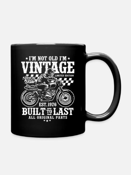 Vintage 1976 geboren motorfiets verjaardagsgift - Mok uni - zwart