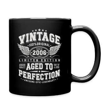 Jahrgang 2006 Vintage Retro Geburtstag Geschenk - Tasse einfarbig - Schwarz - Rechts