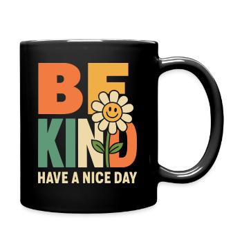 Be Kind Retro Flower - Full Colour Mug - black - Right