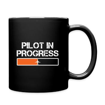 Pilot In Progress Funny Student T-shirt - Full Colour Mug - black - Right