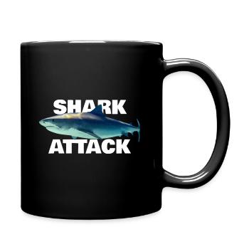 Shark Attack - Hai T-Shirt - Tasse einfarbig - Schwarz - Rechts