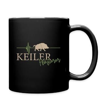 Kardiogramm Keiler Flüsterer Wildschwein Jäger - Tasse einfarbig - Schwarz - Rechts