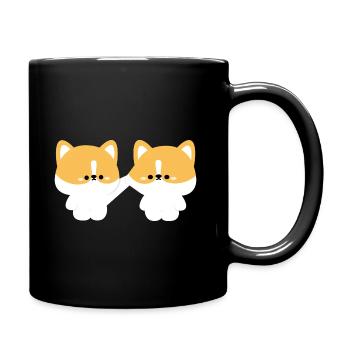 Corgi-Paar - Tasse einfarbig - Schwarz - Rechts