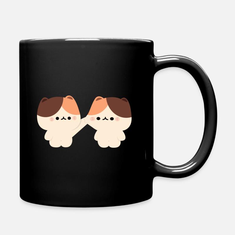 Tortie Cat Couple - Full Colour Mug - black